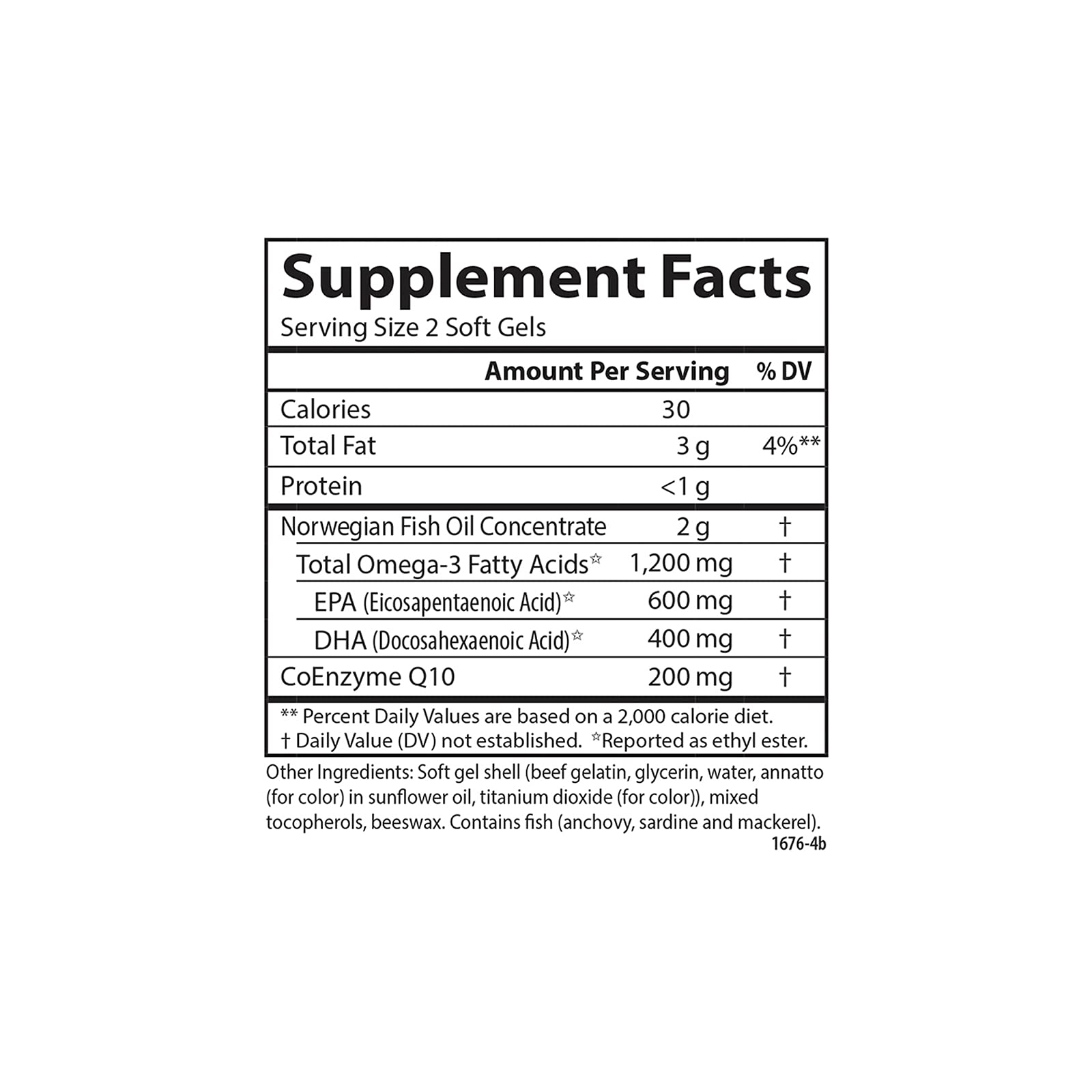 Carlson Fish Oil Q bottle side view showing convenient daily supplementation