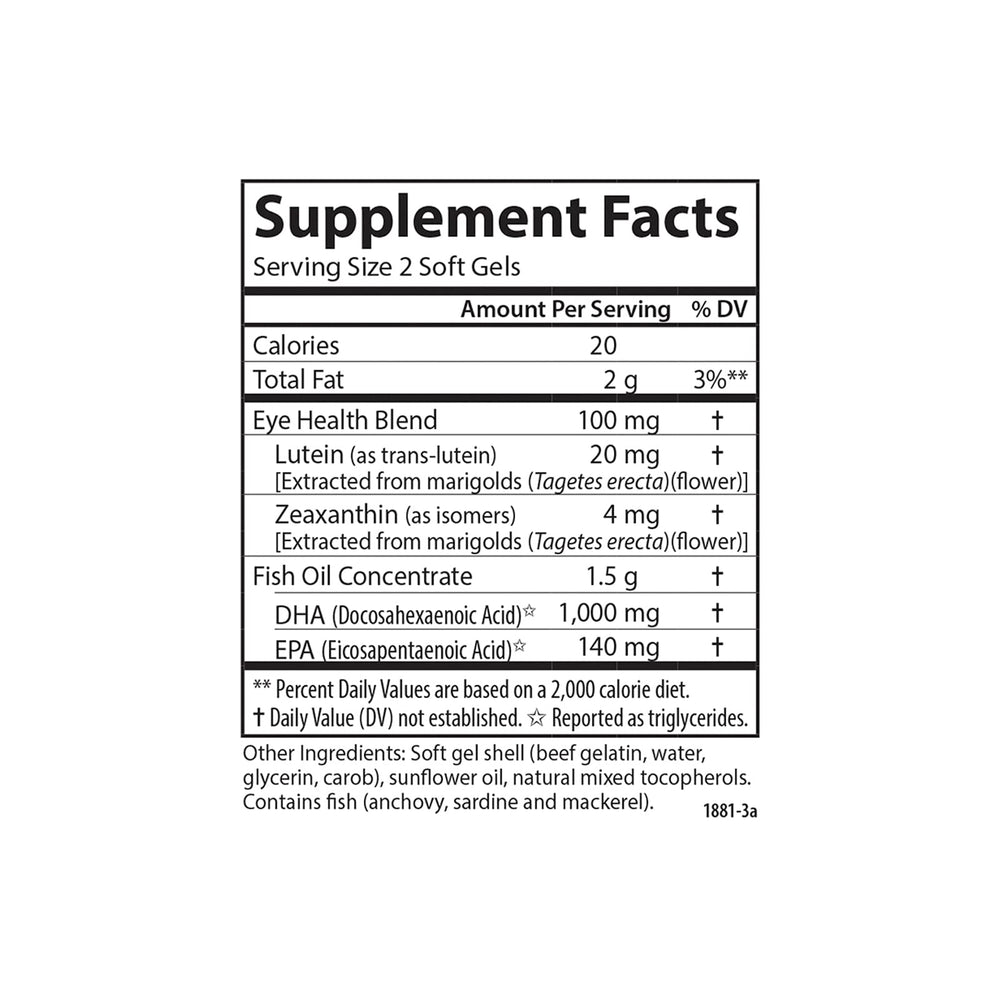 Carlson Lutemax 2021 label indicating nutrient blend