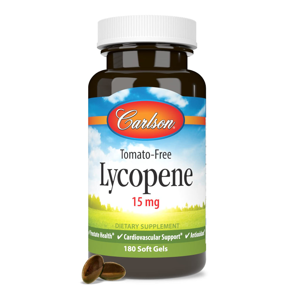 Daily-use scene with Carlson Lycopene 15 mg bottles in a modern morning routine