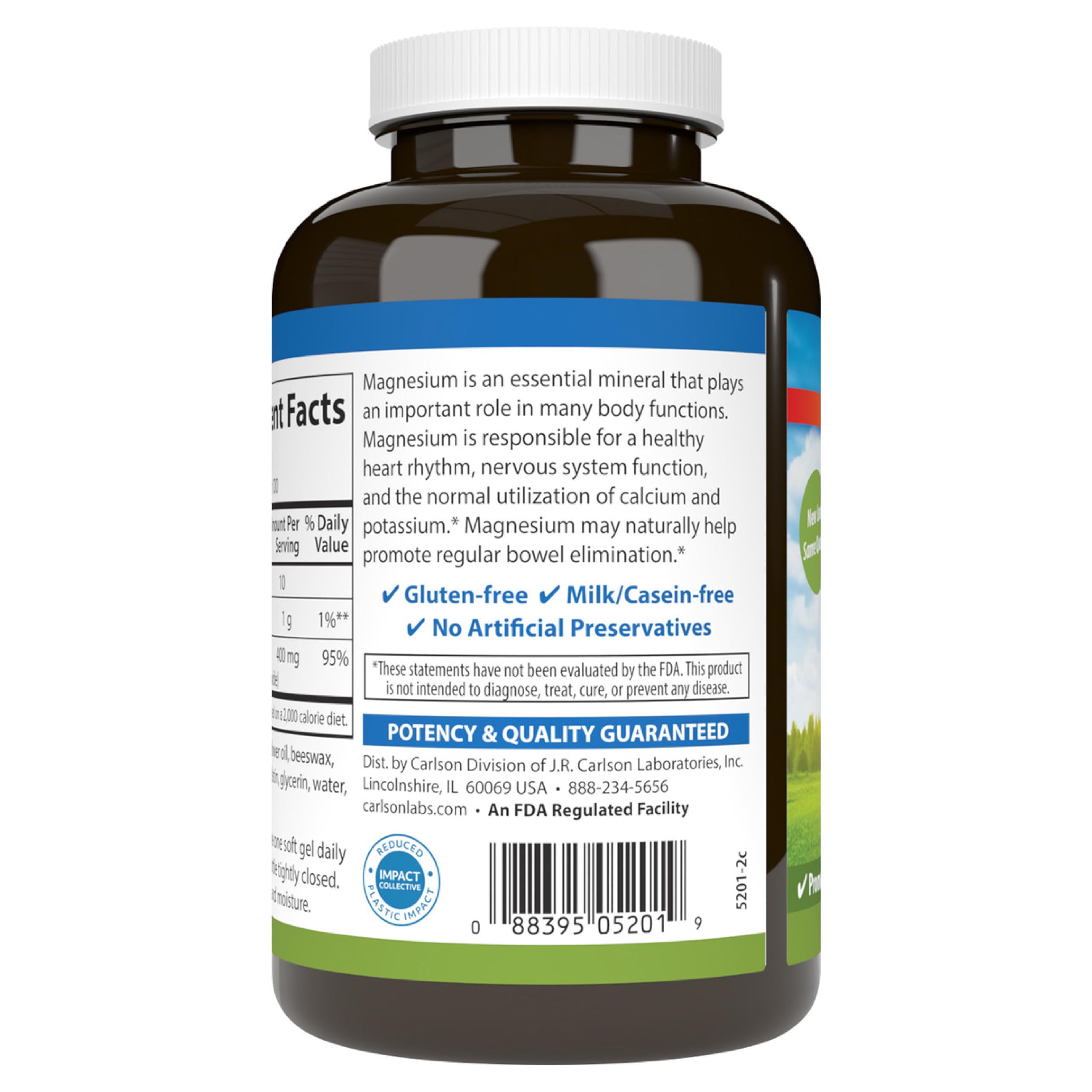 Carlson Magnesium Gels bowel-function-icon illustrates potential regularity support.