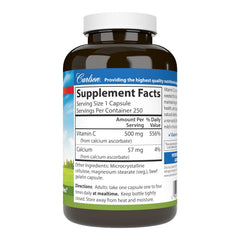 Close up of Carlson Mild-C capsules showing gentle vitamin C