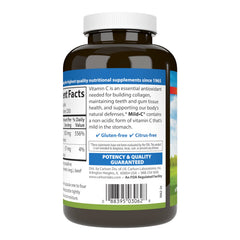 Carlson Mild-C label detail highlighting dosage and buffered formulation