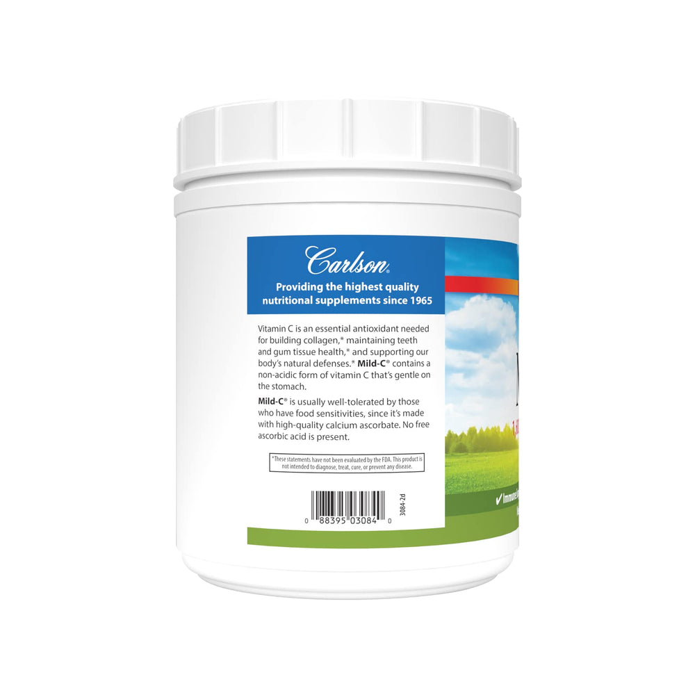 Carlson Mild-C lemon powder measured with teaspoon for dosing