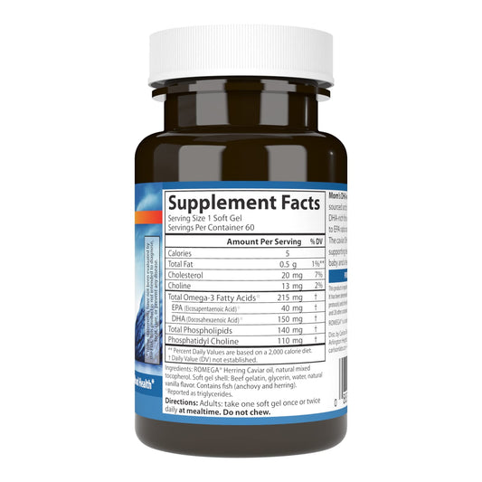 Carlson Mom's DHA softgels close-up for comfortable swallowing