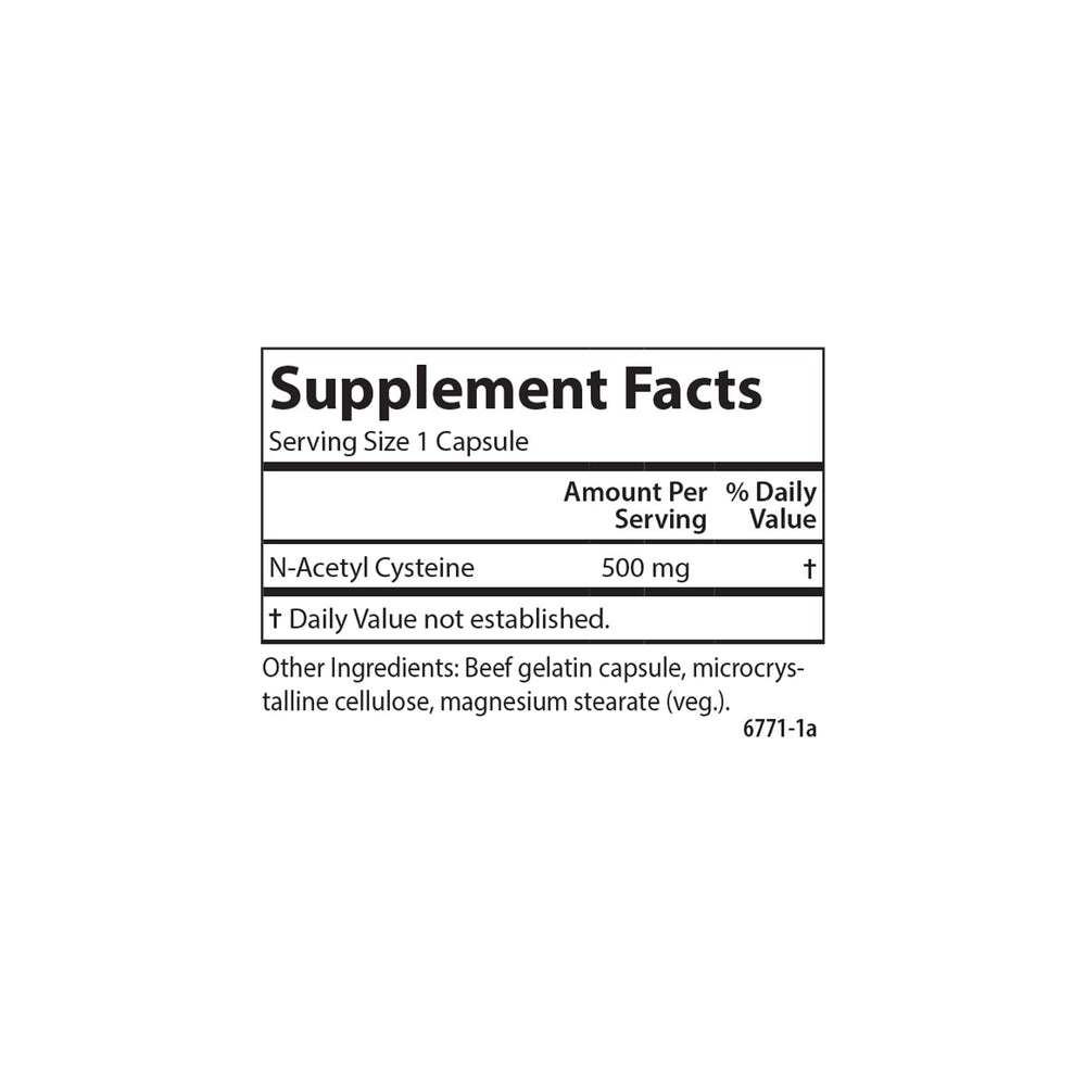 Carlson NAC 500mg bottle on a clean counter suggests daily supplementation