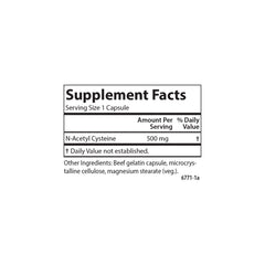 Carlson NAC 500mg bottle on a clean counter suggests daily supplementation