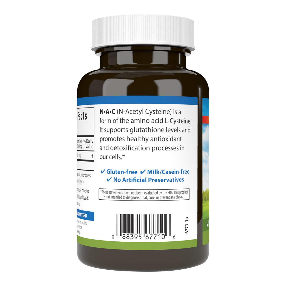 Carlson NAC 500mg back label with ingredients highlights transparent formulation for liver support