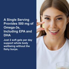 One serving delivers 500 mg omega-3s (EPA and DHA) in Carlson oil