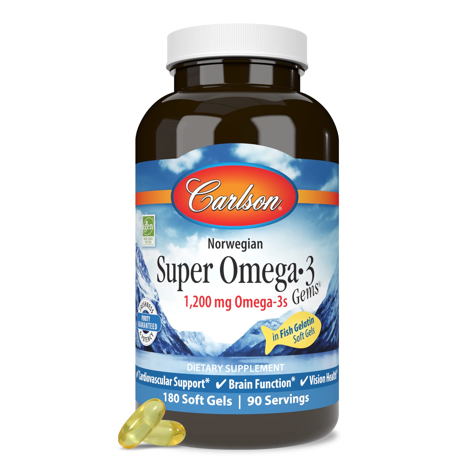 Carlson Omega-3 Gems wild-caught icon signaling sustainable sourcing and quality