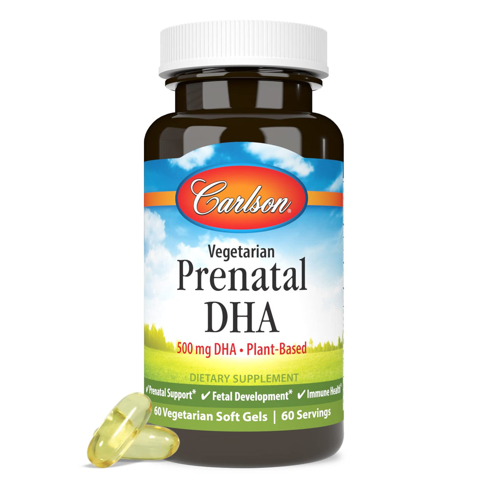 Carlson Prenatal DHA packaging showcasing sustainability and algae origin