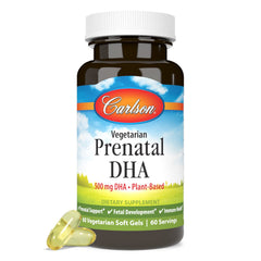 Carlson Prenatal DHA packaging showcasing sustainability and algae origin