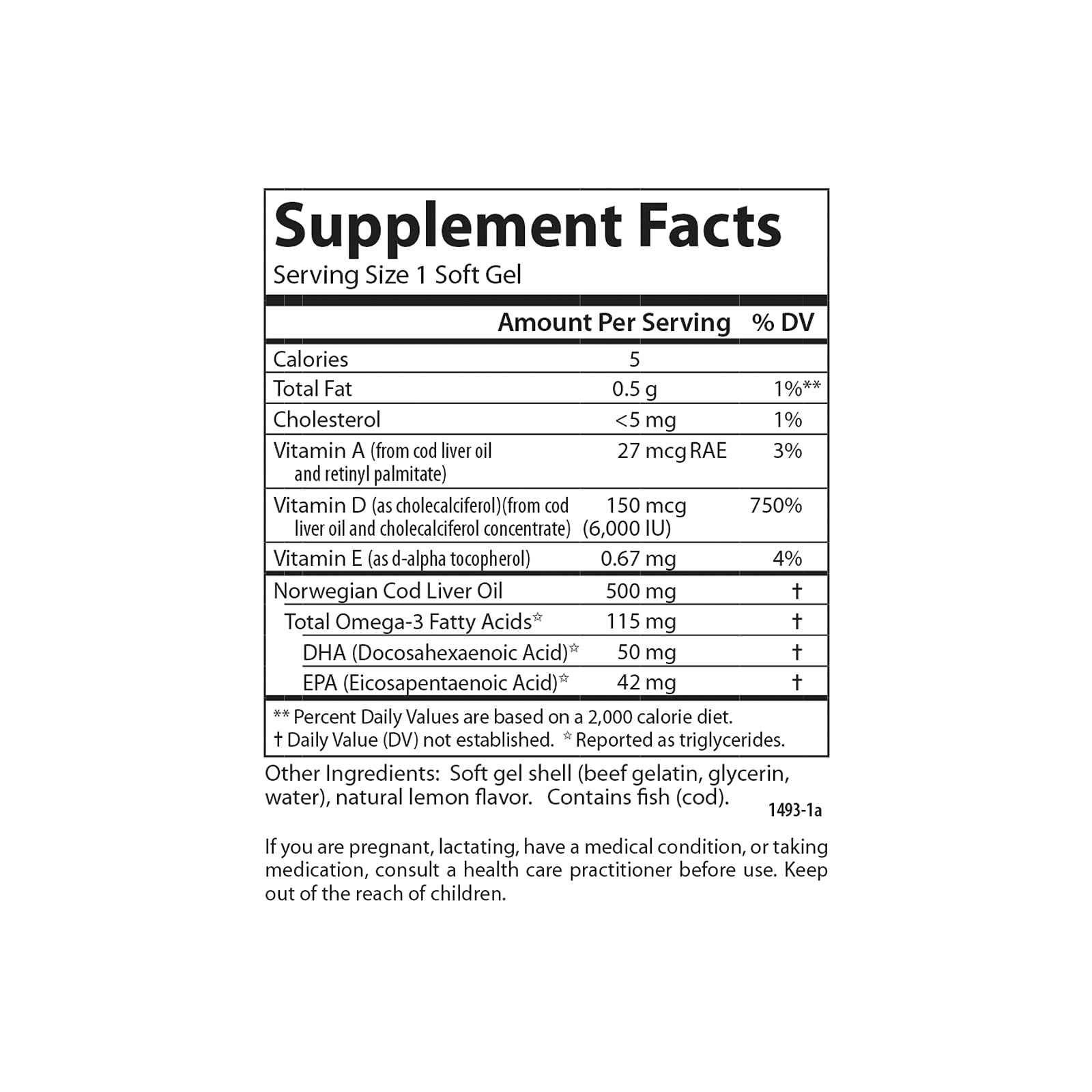 Carlson Solar D Gems ingredients label closeup with potency details