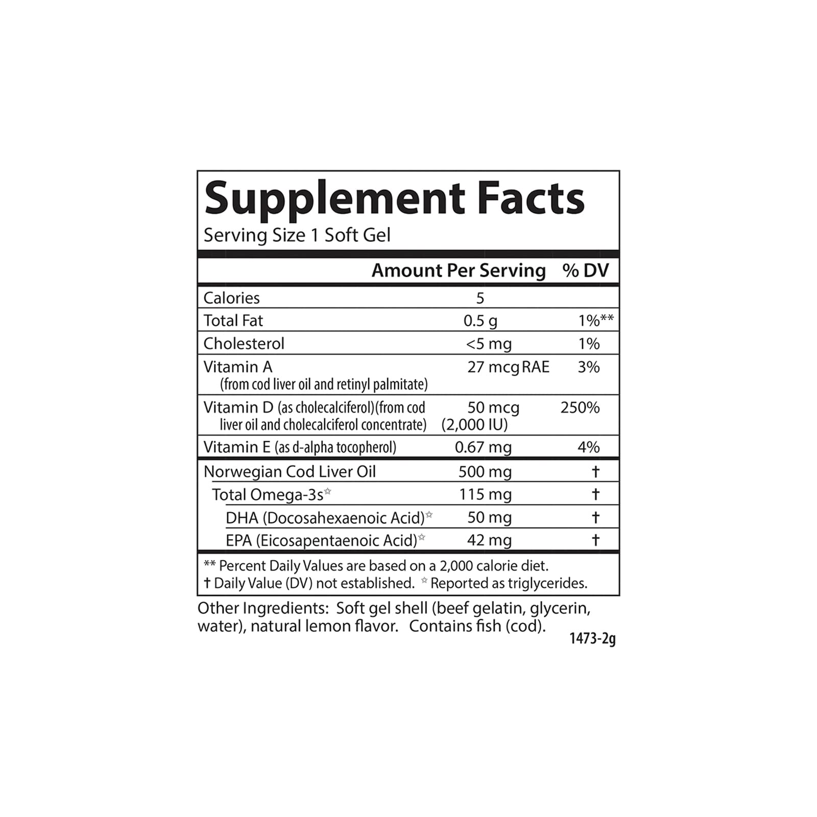 Wild-caught and sustainably sourced nutrients in Carlson Solar D Gems omega-3 softgels.
