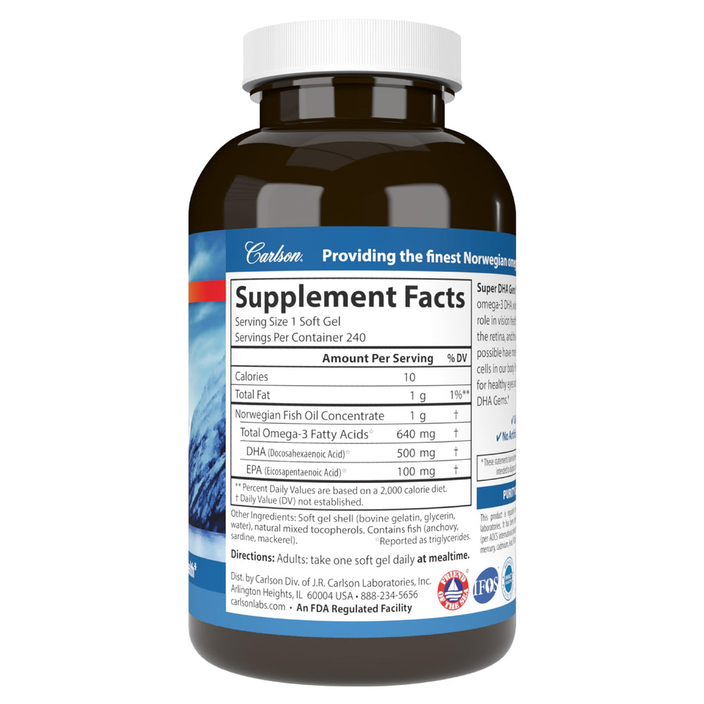 Carlson Super DHA Gems wild-caught Norwegian fish oil imagery
