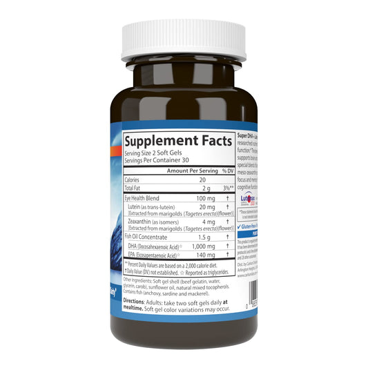 Carlson Super DHA Plus Lutein softgels pack for daily use