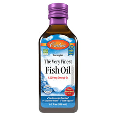 Carlson The Very Finest Fish Oil bottle being poured for daily omega-3 intake