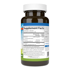 Close-up of Carlson A D3 K2 label showing potency and quality indicators