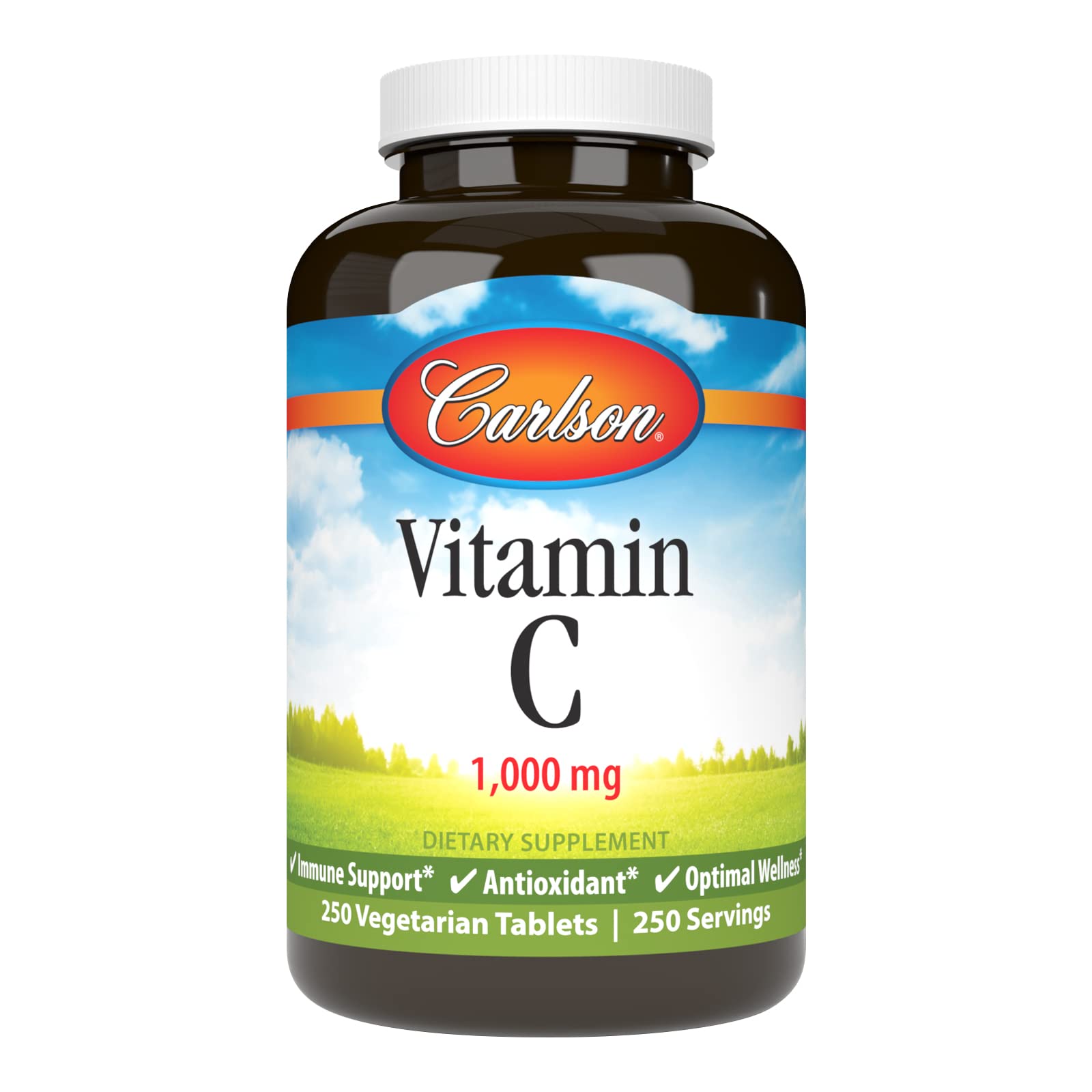 Carlson Vitamin C 1000 mg bottle front emphasizing immune support potential