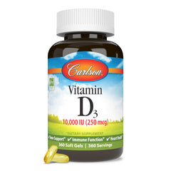 Carlson Vitamin D3 packaging display showing trusted high-potency supplement