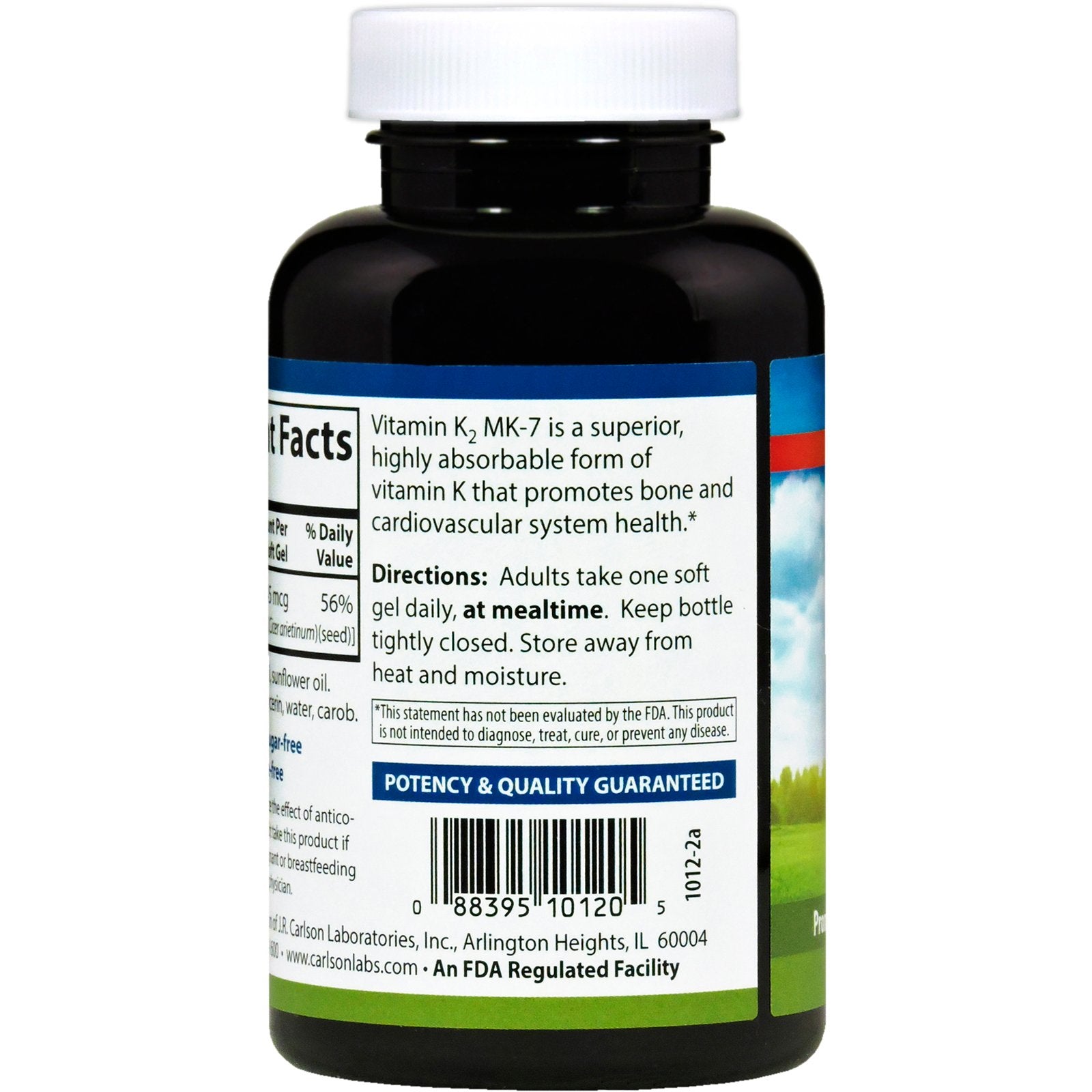 Carlson Vitamin K2-7 softgels being poured for easy daily intake