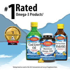 Carlson Elite Omega-3 90-count bottle on shelf for convenient ongoing use