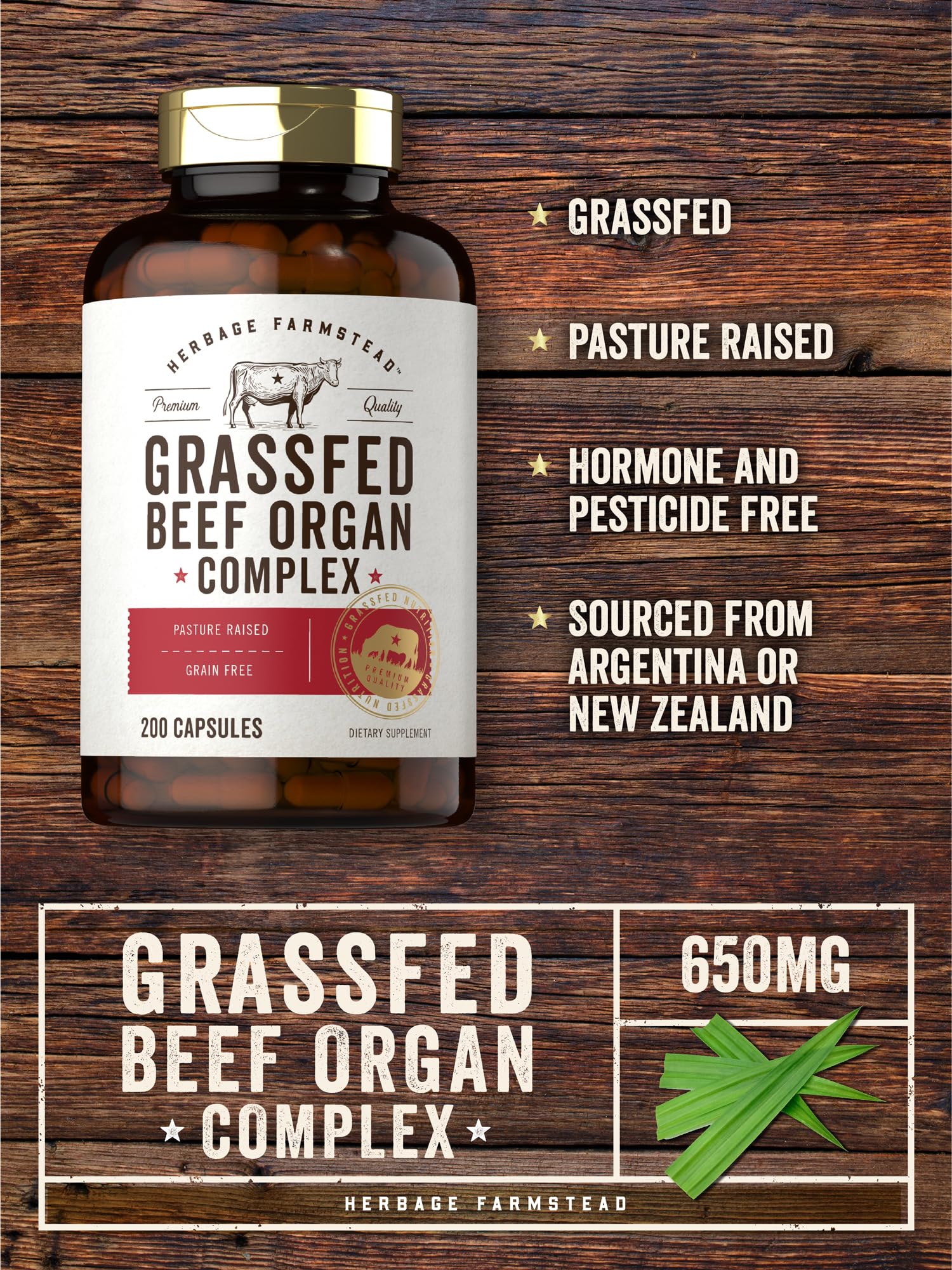 Carlyle Beef Organ Complex ingredients panel shows gluten-free and dairy-free formulation.