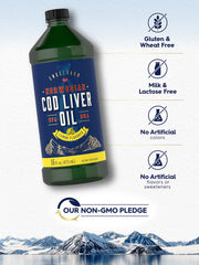 Close-up label shows Norwegian origin of cod liver oil