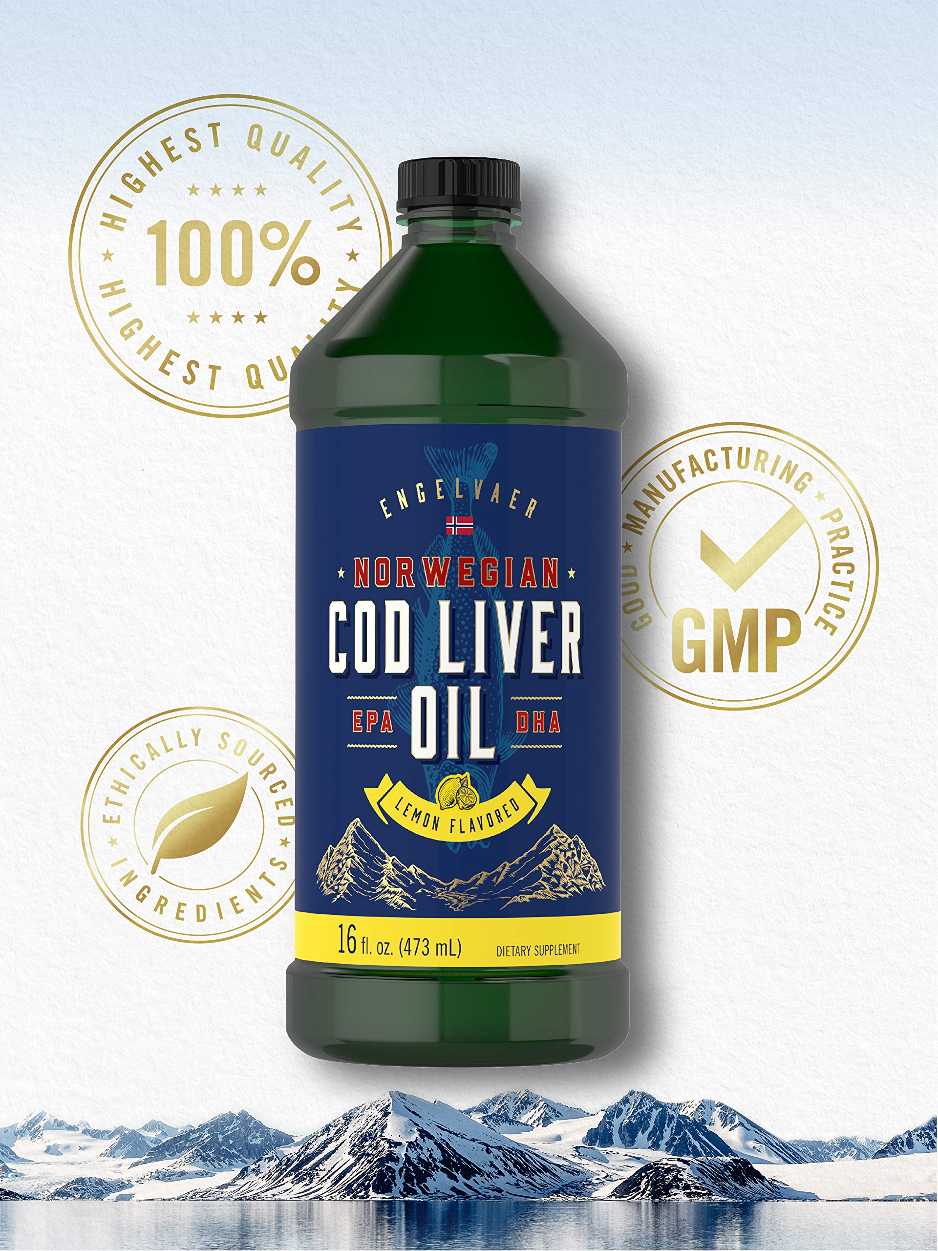 Lemon-flavored Carlyle cod liver oil bottle on kitchen counter