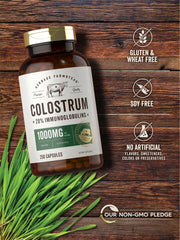 Carlyle Colostrum ingredients chart highlights non GMO formula.