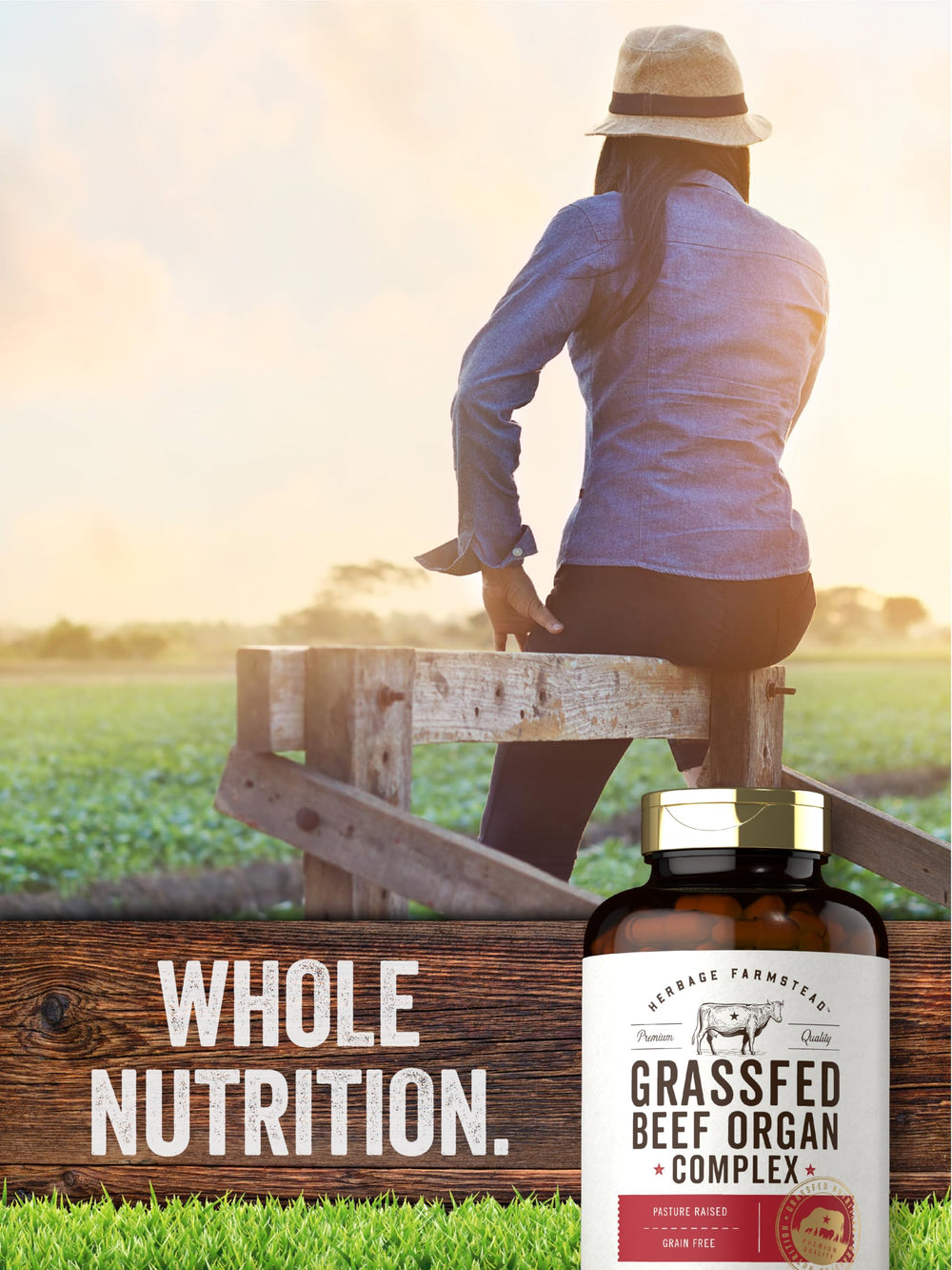 Carlyle Grass Fed Organ Complex gluten-free icon signals allergen-friendly design.