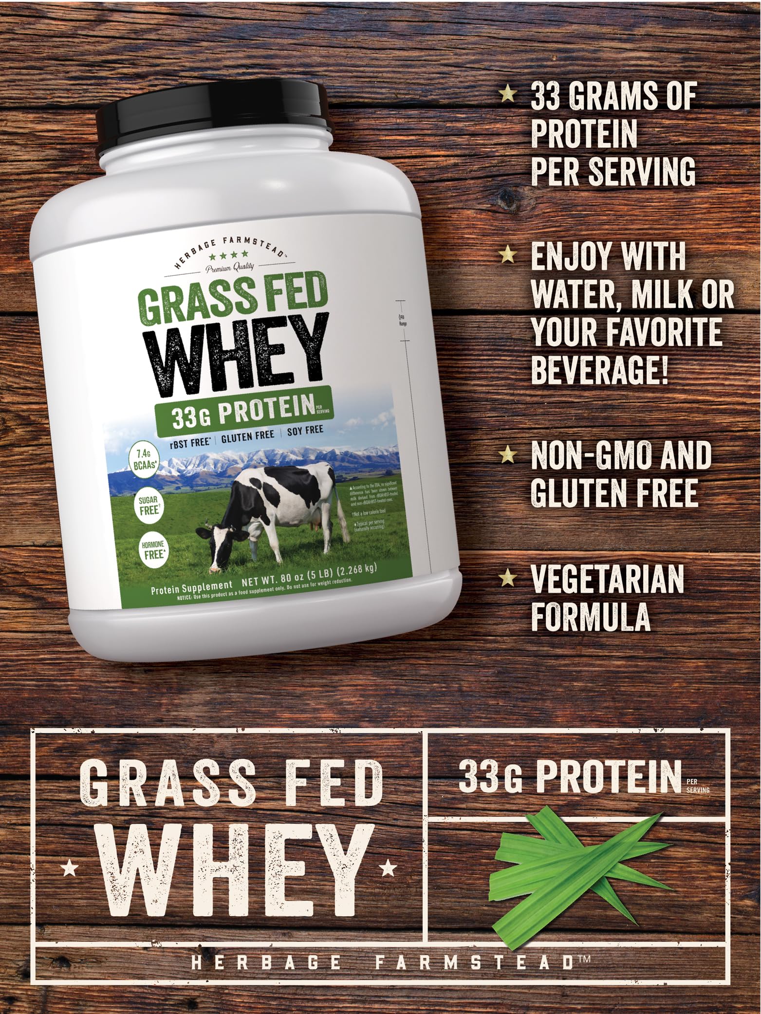 Carlyle grass-fed whey powder being poured into a glass for a shake