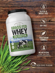 Nutrition panel on Carlyle Grass Fed Whey protein bottle