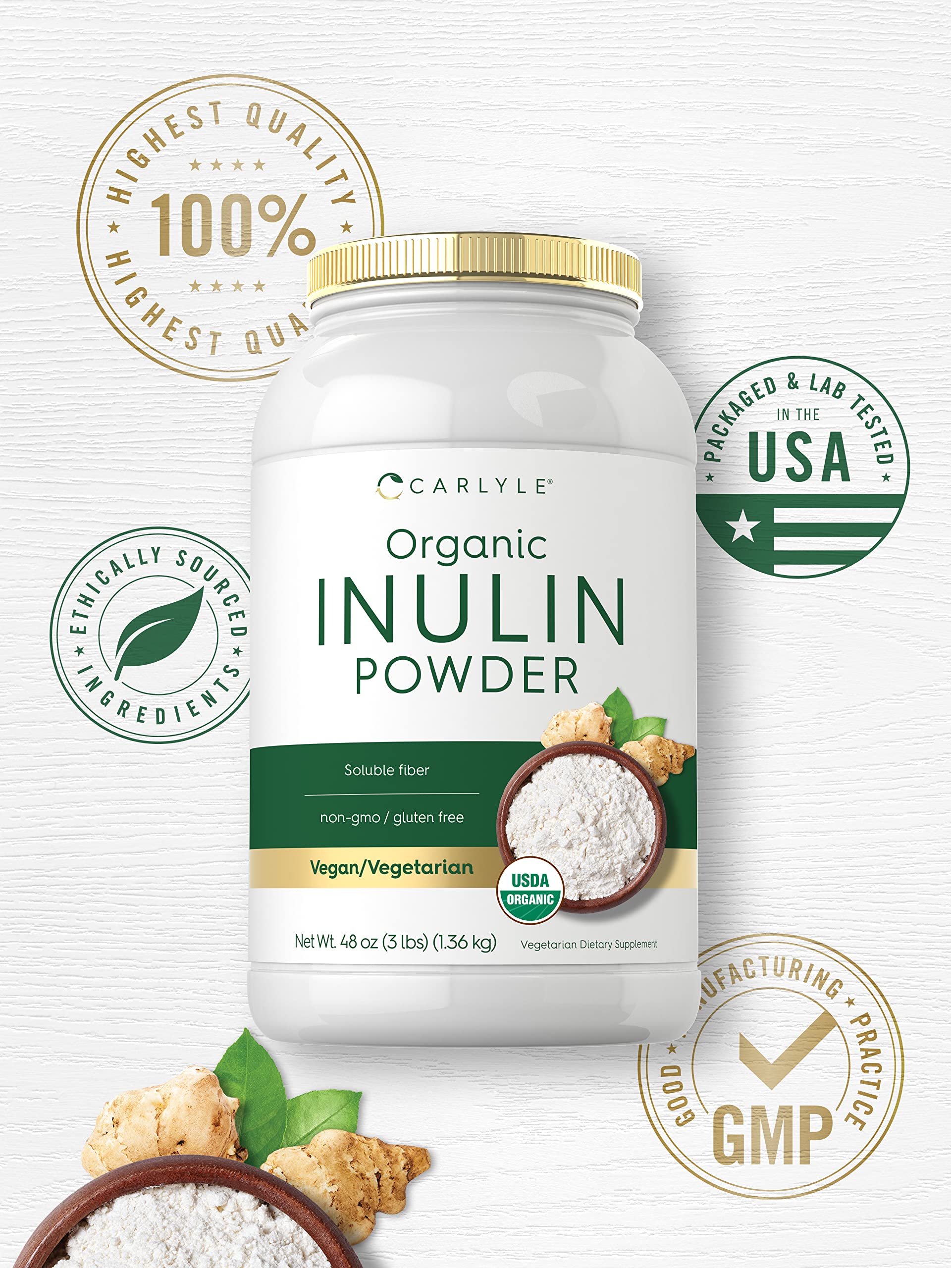 Carlyle Inulin Powder pouring into a glass for smoothies