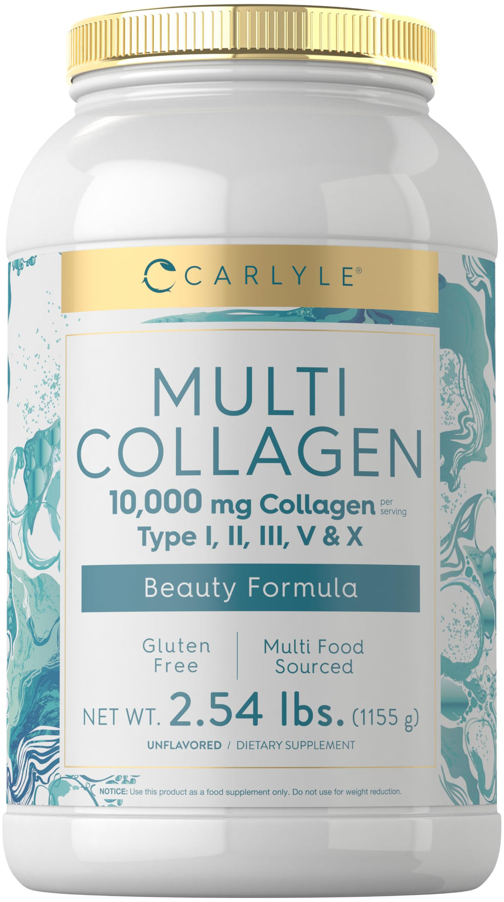 Carlyle Multi Collagen Powder bottle front view for daily beauty support.