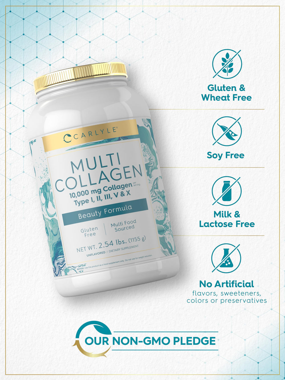 Carlyle bottle label close-up highlighting gluten-free claim.