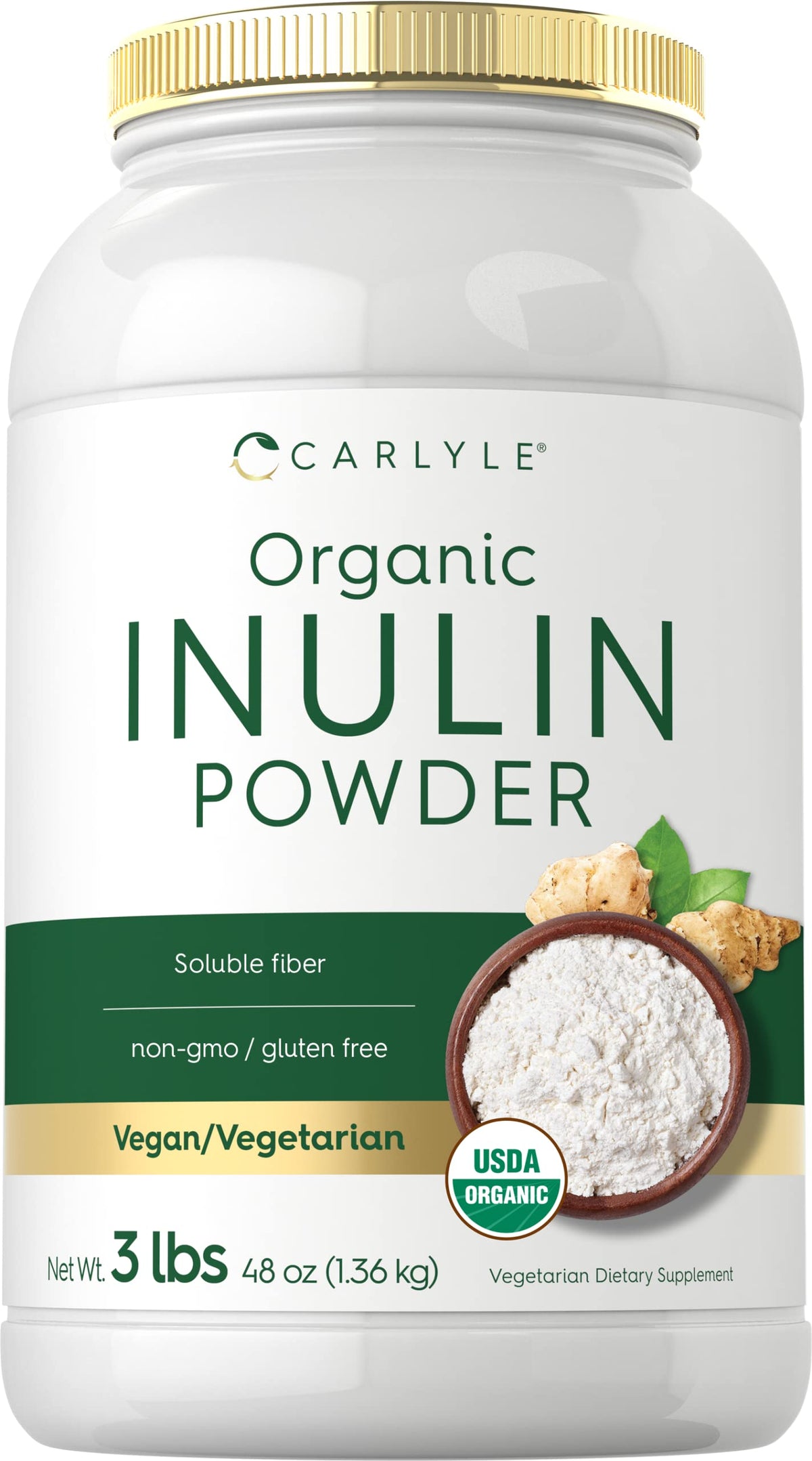 Carlyle Organic Inulin Powder jar with premium packaging and daily fiber support
