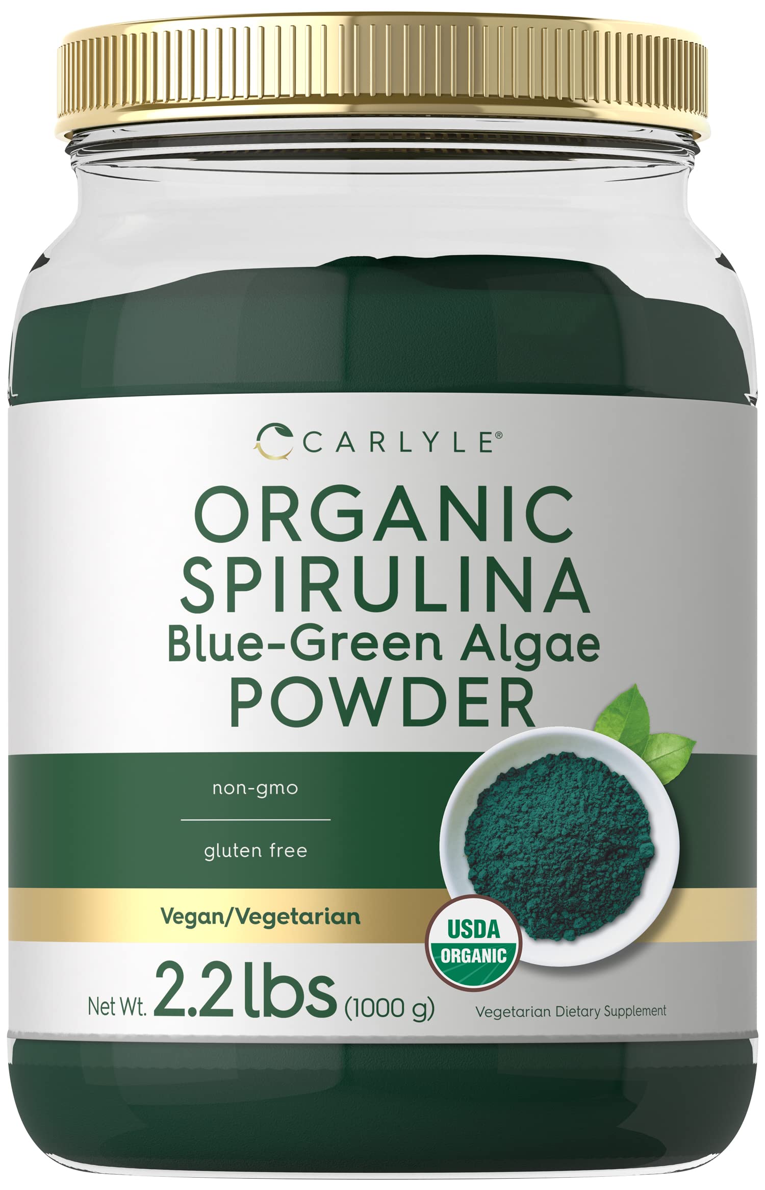 Carlyle Organic Spirulina Powder bottle ready for a greens boost in daily drinks