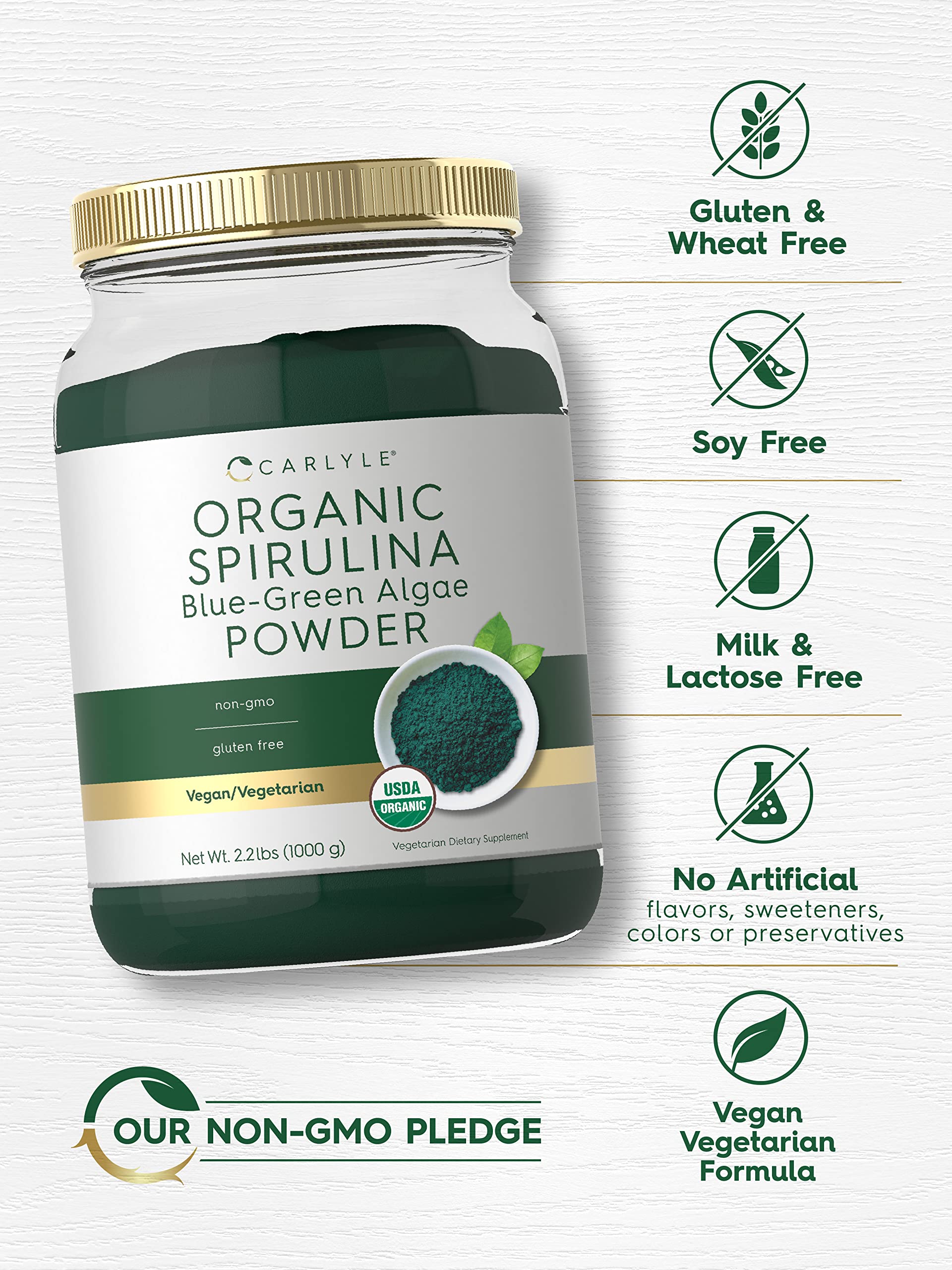 Carlyle Spirulina powder pouring into water for quick greens