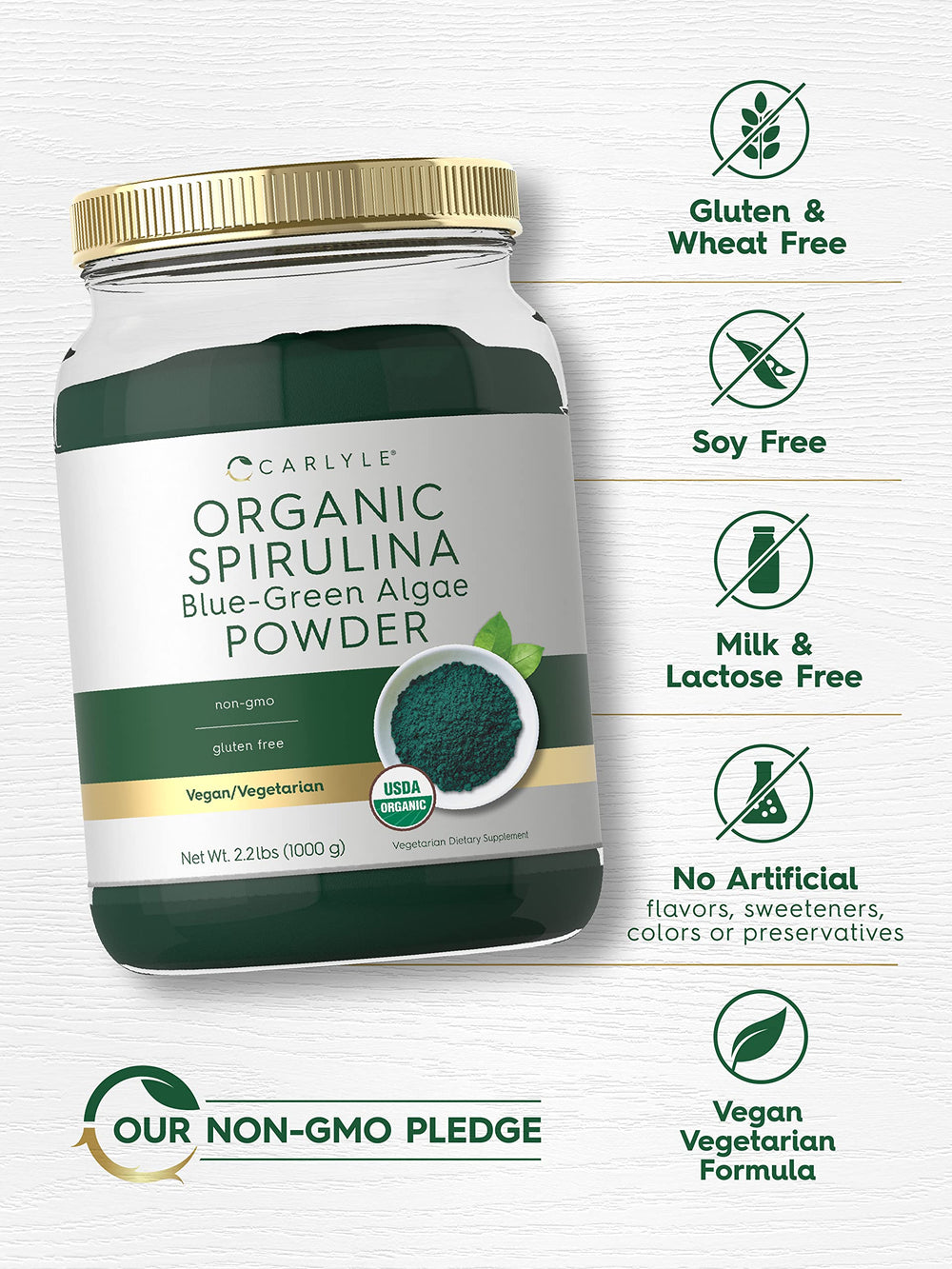 Carlyle Spirulina powder pouring into water for quick greens