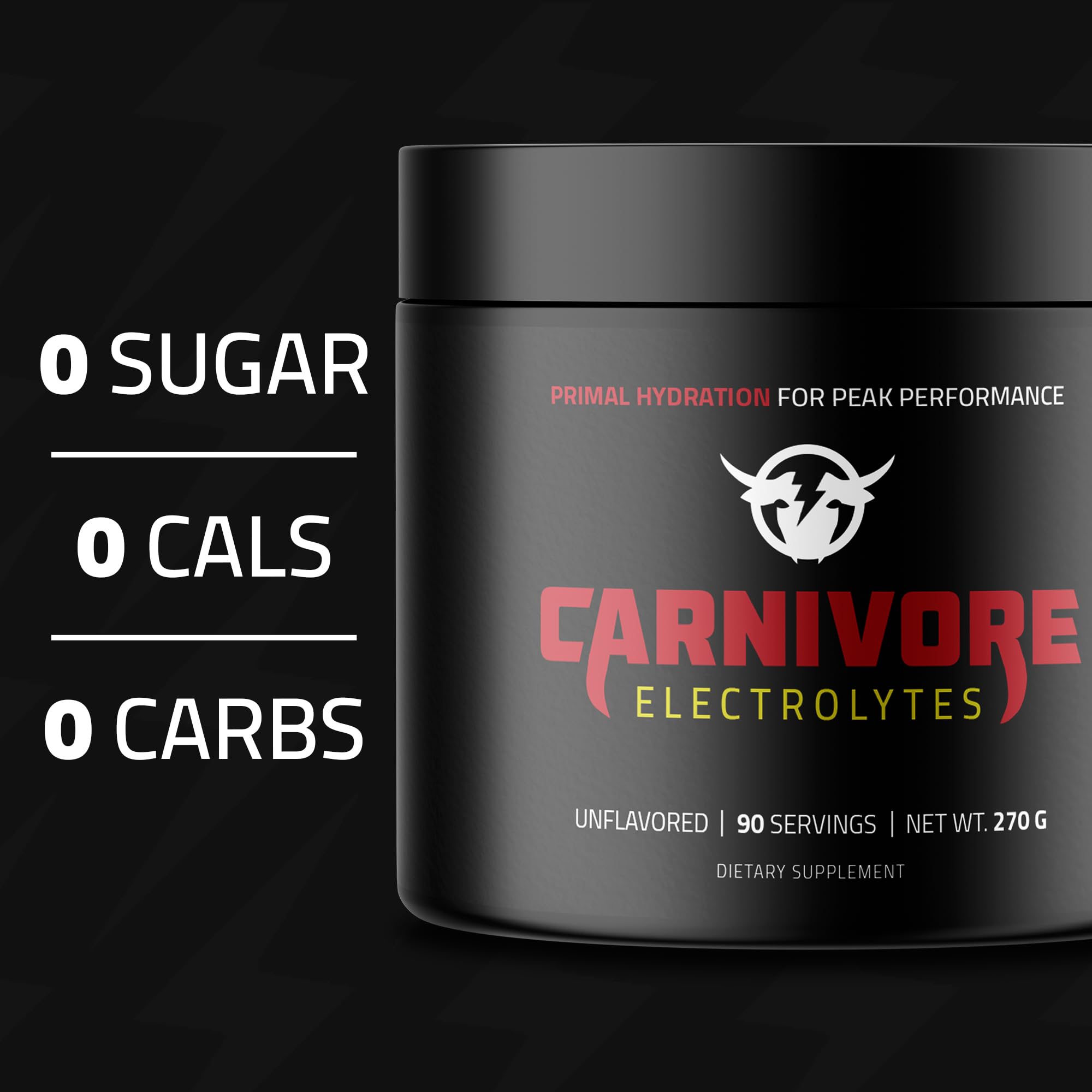 Carnivore Electrolytes bottle back label with USA-made trust and clean sourcing.