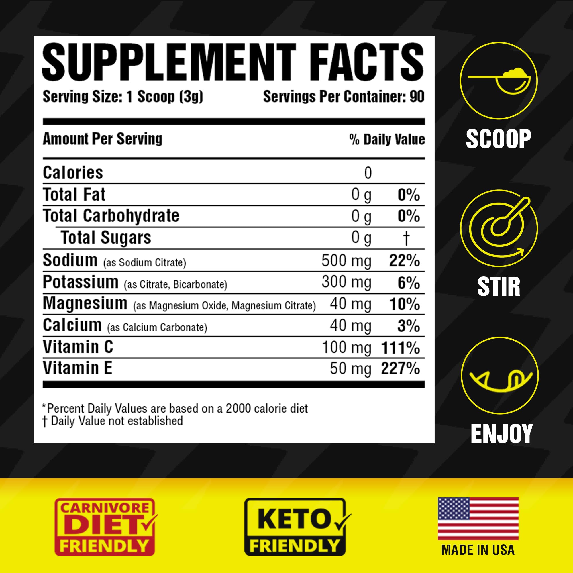 Carnivore Electrolytes powder dispensing close-up for easy mix and quick hydration.