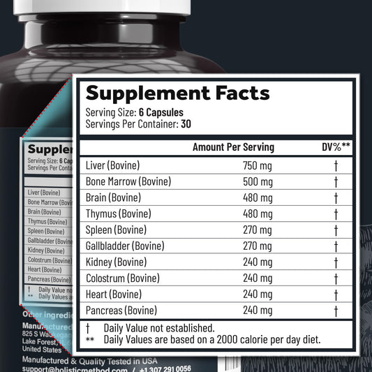 Carnivore Method Beef Organ Supplement Complex marrow capsule close-up, nutrient-dense for energy support.