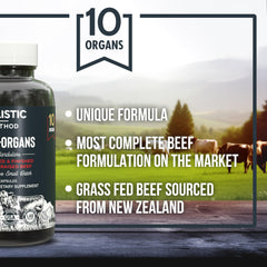 Carnivore Method Beef Organ Supplement Complex spleen capsule close-up, nutrient-dense for metabolism.