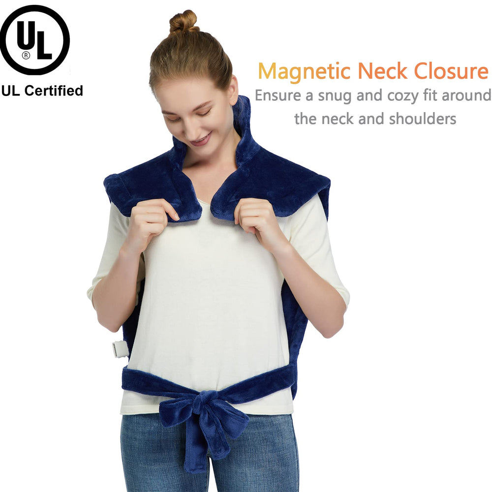 CAROMIO heating pad remote-control operation highlights easy heat adjustment.