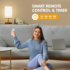 Caromolly lamp displaying timer options for 10, 30, 60, and 90 minutes