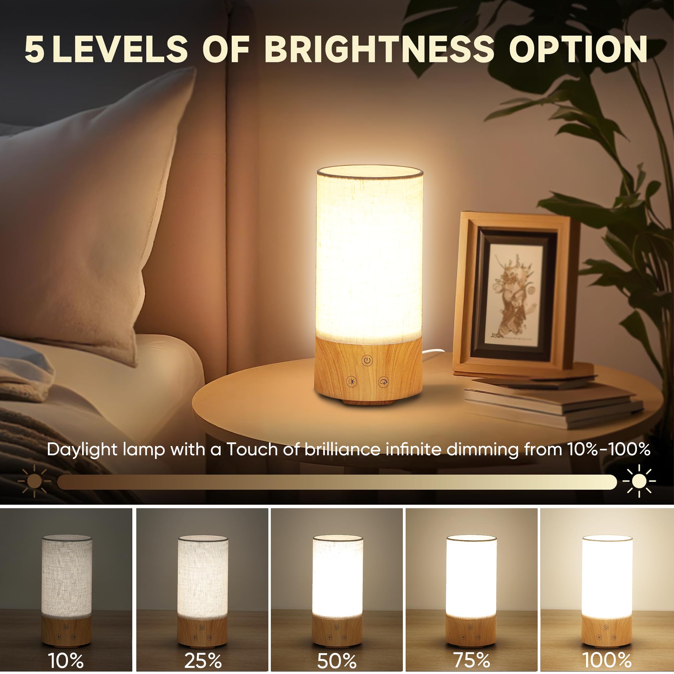 Caromolly Light Therapy Lamp with touch control for easy brightness adjustment