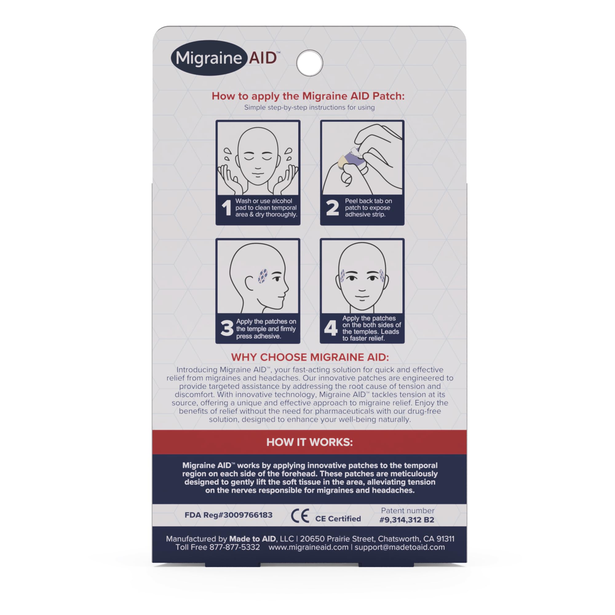 CarpalAid Migraine AID patch staying discreet under clothing