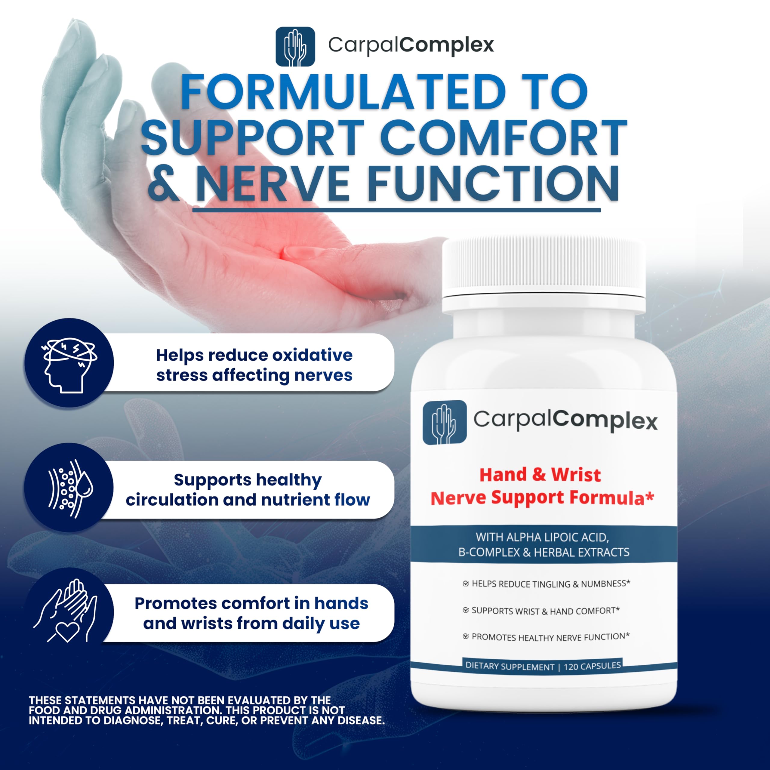 Hand typing with CarpalComplex for improved comfort