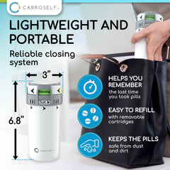 CARROSELF compact travel case keeps meds organized during trips.