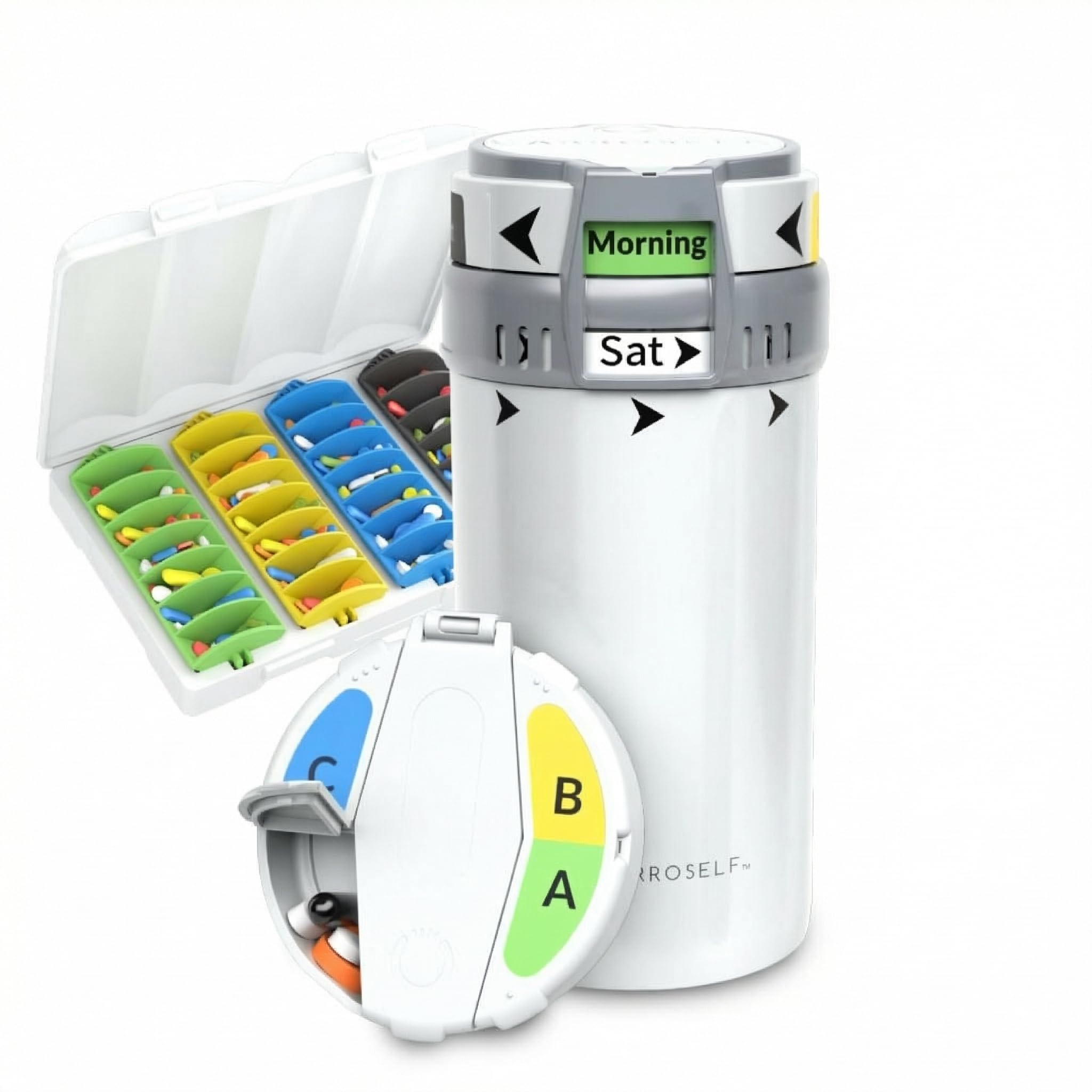CARROSELF complete pill dispenser overview shows organized daily dosing for peace of mind.